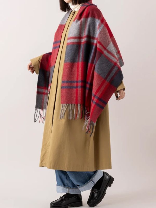 JOHN HANLY 經典格紋羊毛圍巾 