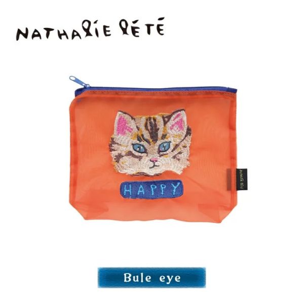 Nathalie Lete 刺繡貓咪網紗收納包 