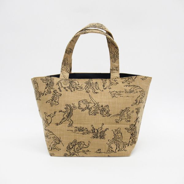 鳥獸戲畫舟型手提袋 