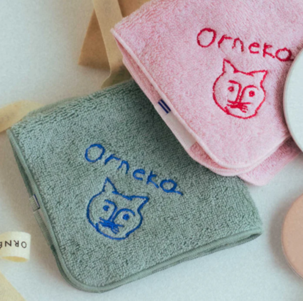 Mirt orneko貓咪刺繡今治純棉手帕 