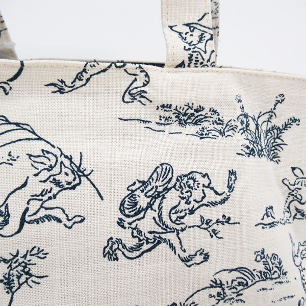 鳥獸戲畫舟型手提袋 