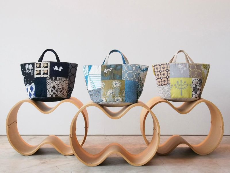 mina perhonen皆川明刺繡拼布圓底手提袋 