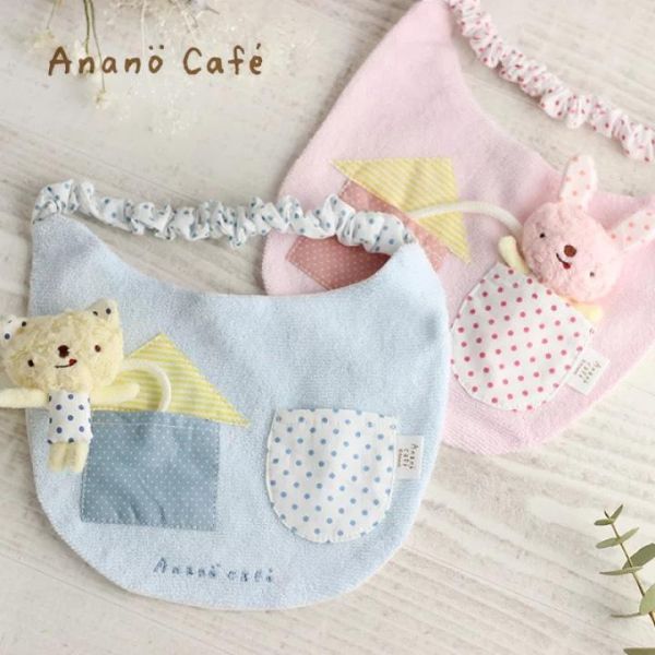 Anano Cafe 小熊/小兔立體玩偶刺繡彈性圍兜 
