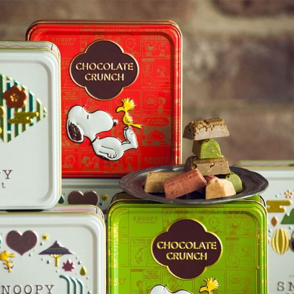 **預購**  Snoopy Chocolat紫蘇&草莓/焙茶巧克力/抹茶巧克力脆餅鐵盒 