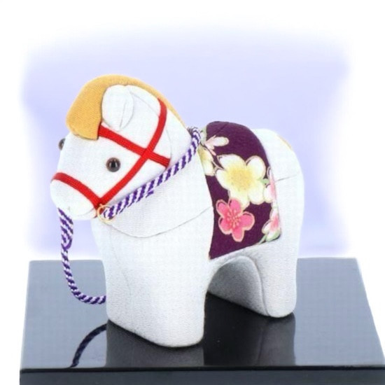 吉祥干支馬縐布木製擺設 