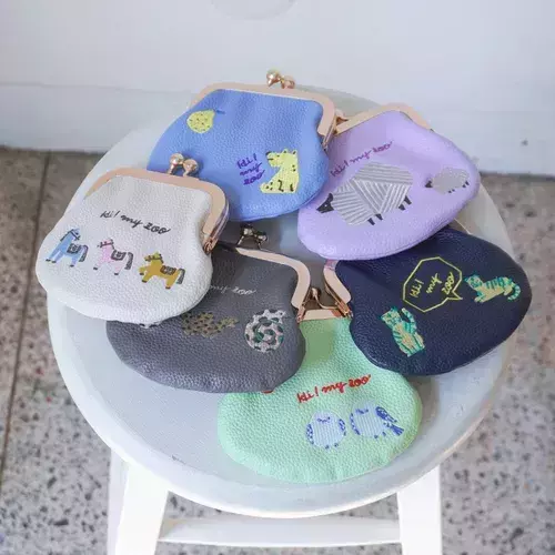 Hi!MYZoo 刺繡皮革口金包 