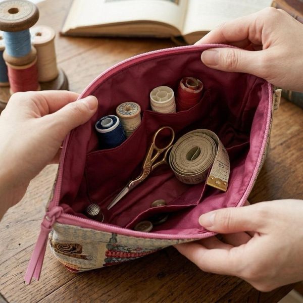 Belle Blanche 編織裁縫用品扁平收納包 