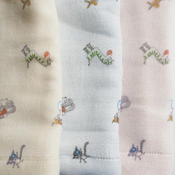 kontex 滿版動物純棉三層紗布長巾/浴巾(藍) 