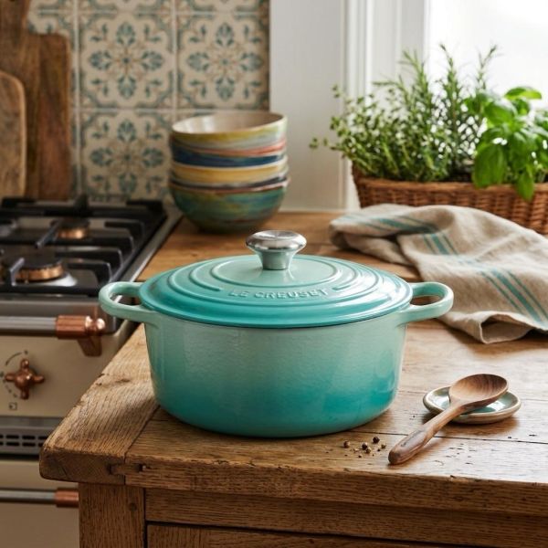 Le Creuset 薄荷綠鑄鐵鍋(22cm) 