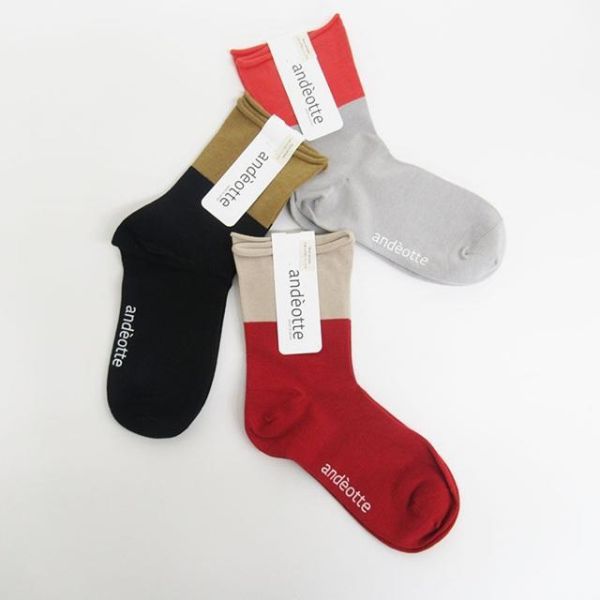 andeotte 無壓力拼色中筒襪 