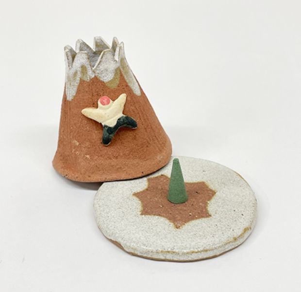 美濃燒 登火山造型錐香座 