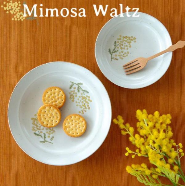 Mimosa Waltz 手繪風含羞草圓盤20cm 
