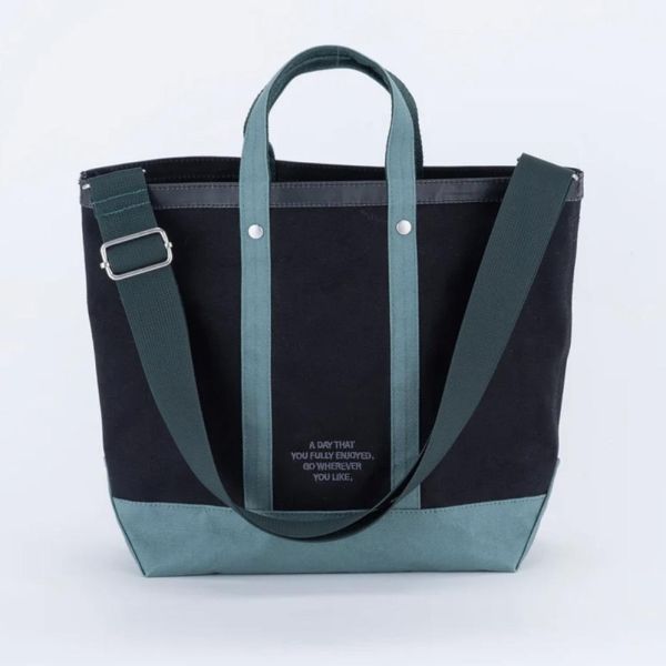 HEMING'S 簡約刺繡輕量帆布拼色 3Way托特包 