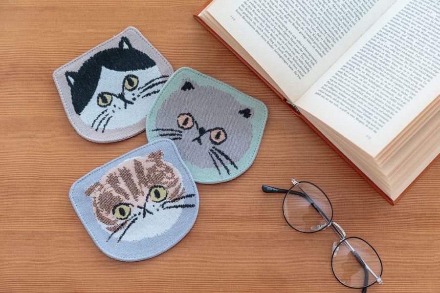 bisque 貓咪緹花織布杯墊 