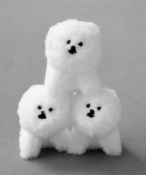 mambo & bb 比熊犬趴著毛絨玩偶吊飾 