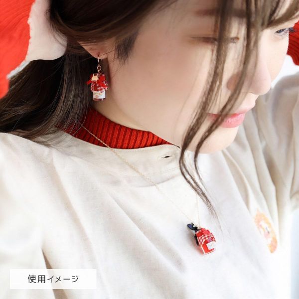 benelic 魔女宅急便 黑貓吉吉與果醬瓶螺絲旋耳夾 