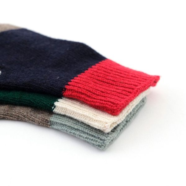 shesay 拼色針織手套(紅藍) 