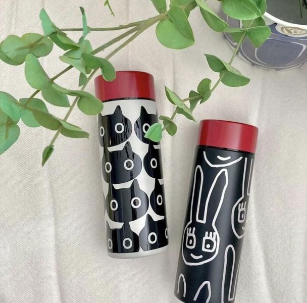 Atsuko Matano 滿版黑貓不鏽鋼保溫瓶300ml 