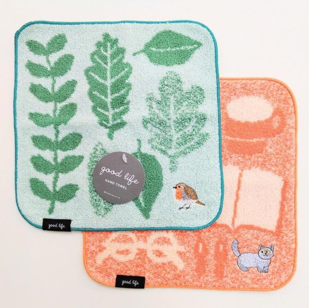Greeting Life 貓咪刺繡造型純棉手帕(橘) 