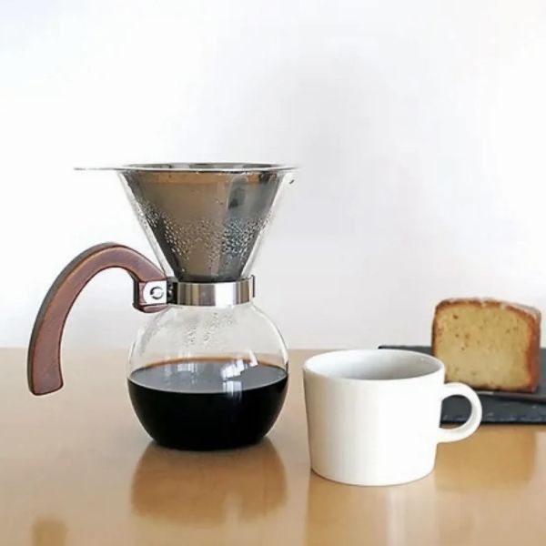 63 竹製手柄玻璃咖啡濾壺 