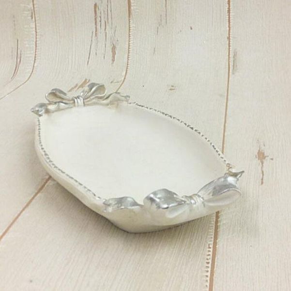 法式蝴蝶結浮雕長型飾品盤 