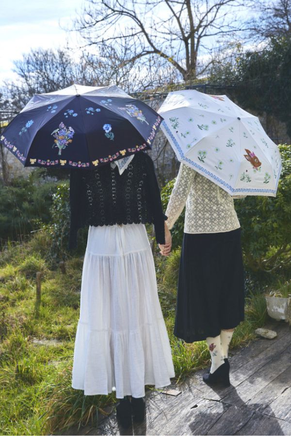 socks appeal X Nathalie Lete 斑比白花晴雨兩用折傘 