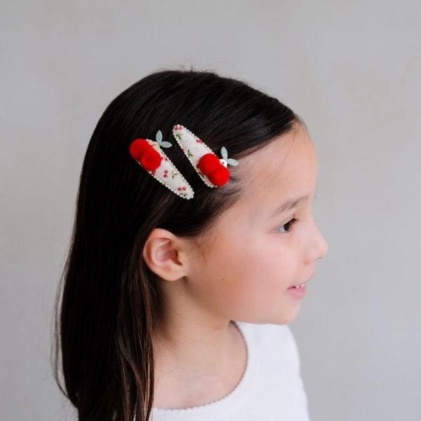 mini & lula 毛絨櫻桃造型髮夾2入組 