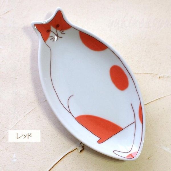 美術九谷燒 貓咪造型陶瓷小碟/長碟 