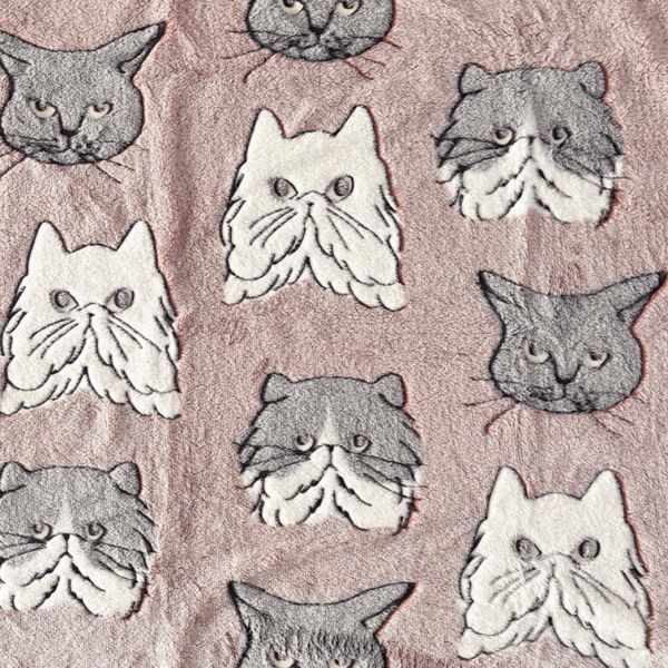 QUET du Cadeau 貓咪大臉蓄光毛毯M 