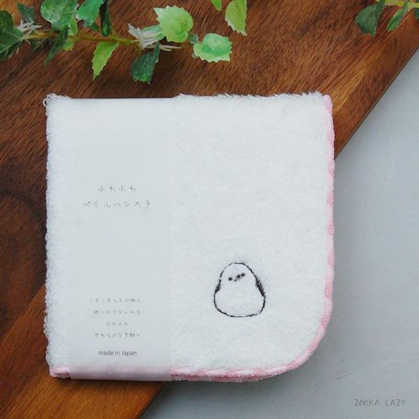 koji 長尾山雀刺繡純棉手帕 