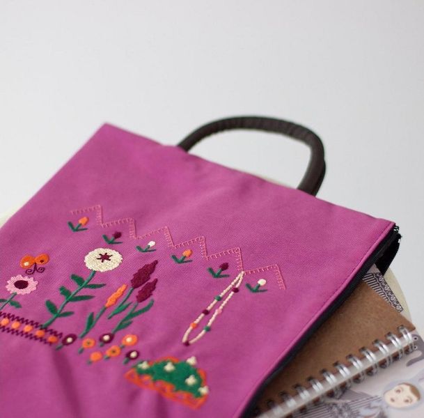 atsuko matano刺繡可掛式扁平收納包 