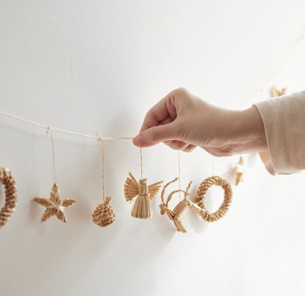 shesay 聖誕主題草編串掛飾 