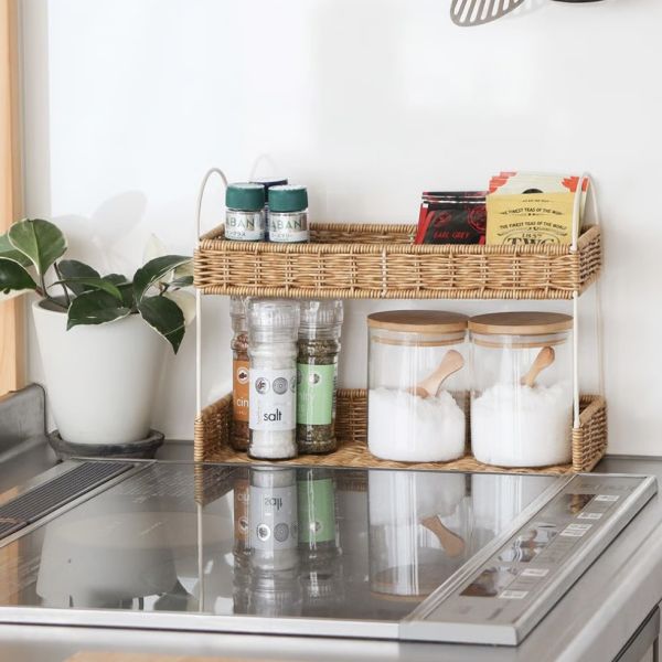 防水編織雙層置物架 