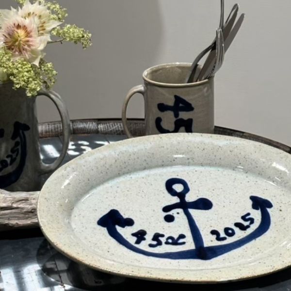 45R x 阿部慎太朗  手工陶藝船錨橢圓盤 