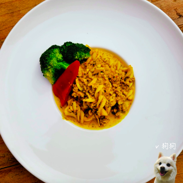 毛私廚狗狗【義麵鮮食包】｜咖哩薑黃豬肉義大利捲捲麵｜單包 200 克 