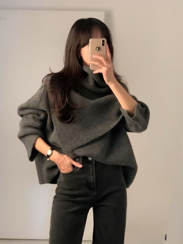 雙層溫柔感針織毛衣+披肩set(3色) 