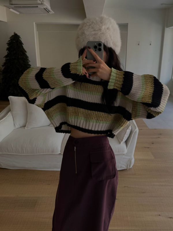 繽紛的編織秋冬-條紋針織(4色) 