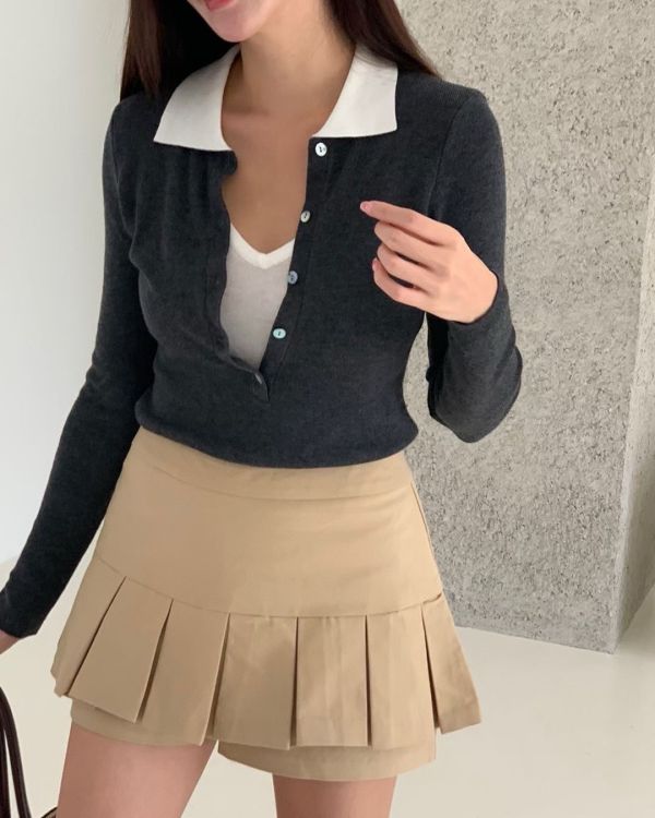 很好搭配的假兩件針織衫(3色) 