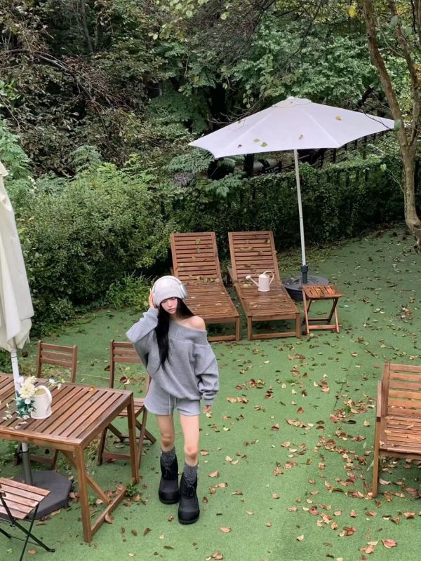 親膚斜肩/一字領羊毛上衣(5色) 