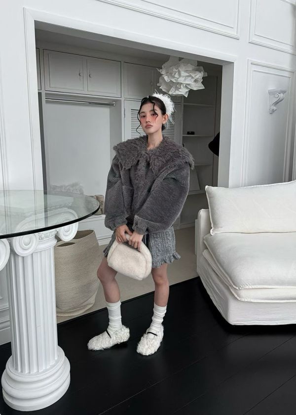 冬日柔霧感毛毛外套(2色) 