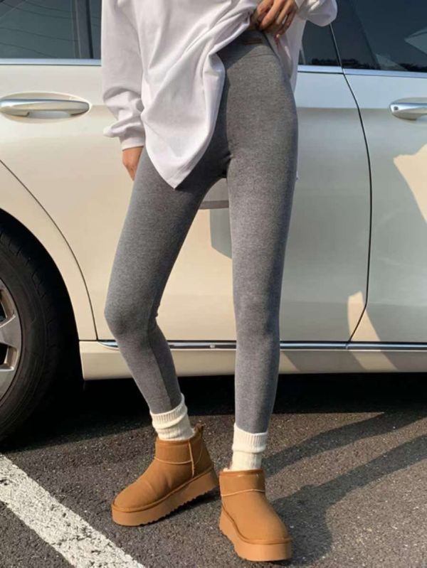 小皮標絨面內搭褲(5色/2尺寸) 