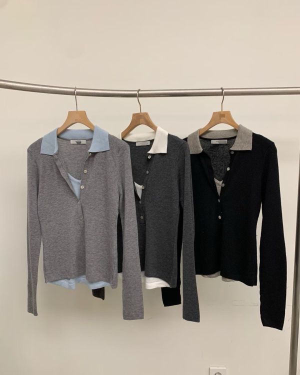 很好搭配的假兩件針織衫(3色) 