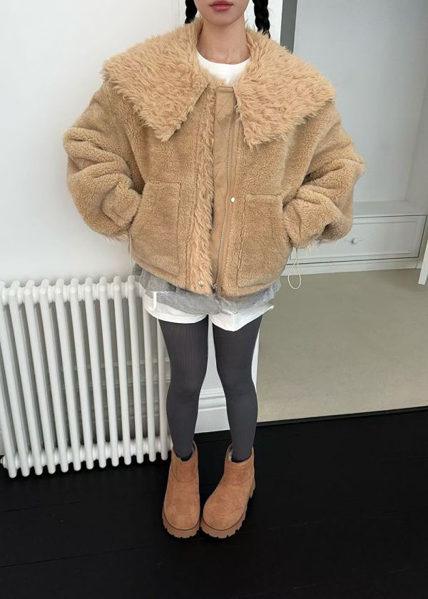 冬日柔霧感毛毛外套(2色) 