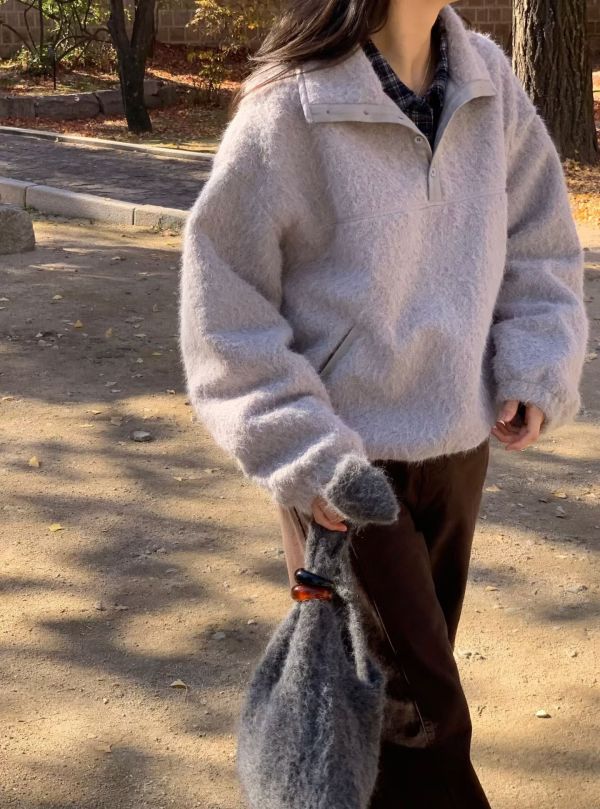 最實穿的冬季輪廓-奶油絨立領上衣(2色) 