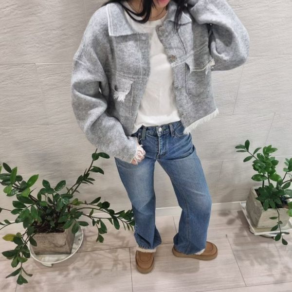 鬚邊流蘇毛呢襯衫外套(2色) 