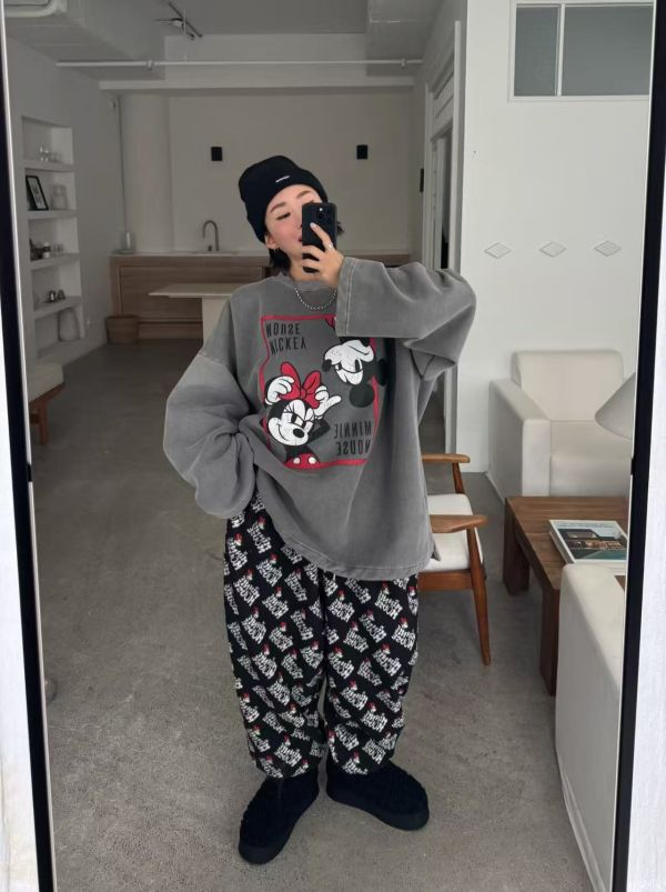 內磨毛厚磅水洗米奇踢(3色) 