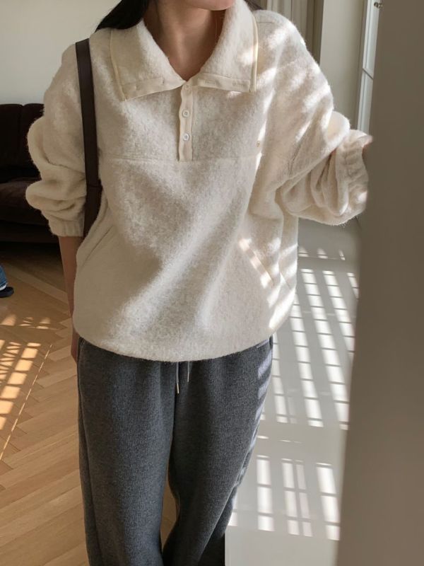 最實穿的冬季輪廓-奶油絨立領上衣(2色) 