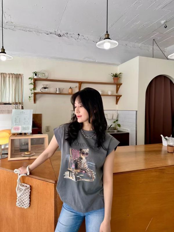 夏日微袖美式tee(3色) 