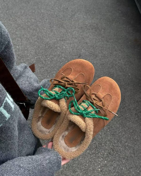 讓步伐也有溫度的麂皮毛毛懶人拖鞋(3色) 