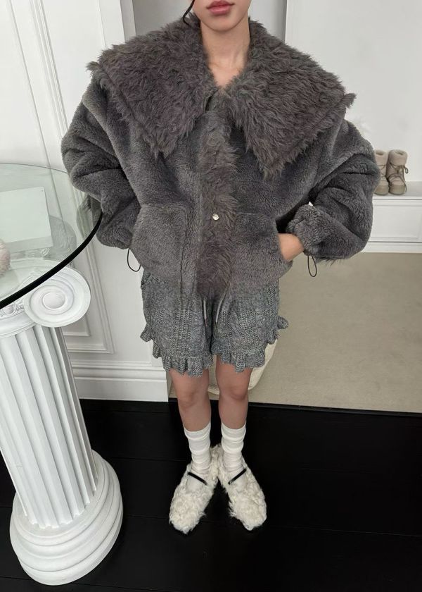 冬日柔霧感毛毛外套(2色) 